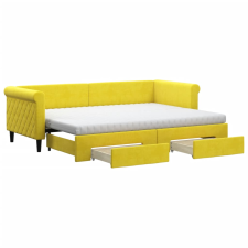 vidaXL sárga kihúzható bársony heverő fiókkal 80 x 200 cm (3197841) ágy és ágykellék