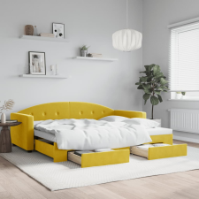 vidaXL sárga kihúzható bársony heverő fiókkal 90 x 200 cm ágy és ágykellék