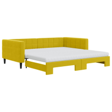 vidaXL sárga kihúzható bársony heverő matraccal 100 x 200 cm (3196727) ágy és ágykellék