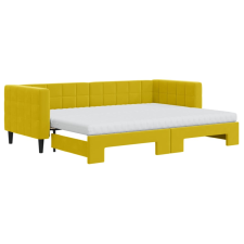 vidaXL sárga kihúzható bársony heverő matraccal 80 x 200 cm (3196713) ágy és ágykellék