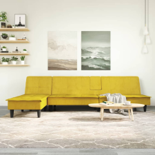 vidaXL sárga L-alakú bársony kanapéágy 255x140x70 cm bútor