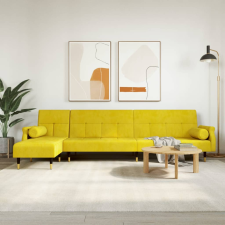 vidaXL sárga L-alakú bársony kanapéágy 271x140x70 cm bútor