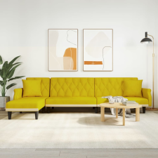vidaXL sárga L-alakú bársony kanapéágy 271x140x70 cm bútor