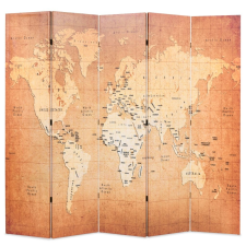 vidaXL sárga paraván 200 x 180 cm világtérkép bútor