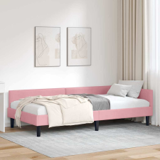 vidaXL Sarok Ágykeret Rózsaszín 90 x 200 cm Bársony és Mérnökölt fa ágy és ágykellék
