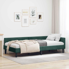 vidaXL Sarok Ágykeret Sötétzöld 80 x 200 cm Bársony és Mérnökölt fa ágy és ágykellék