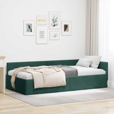 vidaXL Sarokágy keret Egyéb Sötétzöld 80 x 200 cm Velúr és műnyír ágy és ágykellék