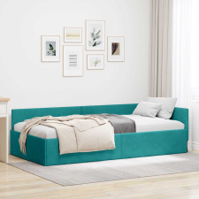 vidaXL Sarokágy keret Egyéb Türkiz 90 x 190 cm Velúr és műnyír ágy és ágykellék