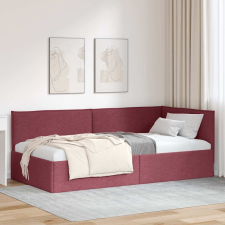 vidaXL Sarokágy keret fejtámlával bordó 100 x 200 cm szövet ágy és ágykellék
