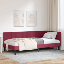vidaXL Sarokágy keret fejtámlával bordó 90 x 190 cm Bársony ágy és ágykellék