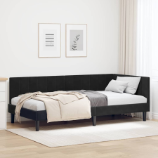 vidaXL Sarokágy keret fejtámlával Fekete 100 x 200 cm Bársony ágy és ágykellék
