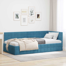 vidaXL Sarokágy keret fejtámlával Kék 90 x 200 cm Bársony ágy és ágykellék