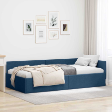 vidaXL Sarokágy keret fejtámlával Kék 90 x 200 cm Szövet és Mérnöki Fa ágy és ágykellék