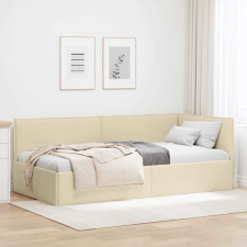 vidaXL Sarokágy keret fejtámlával Krém 90 x 200 cm szövet ágy és ágykellék