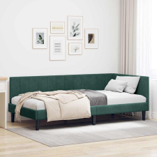 vidaXL Sarokágy keret fejtámlával Sötétzöld 100 x 200 cm Bársony ágy és ágykellék