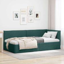 vidaXL Sarokágy keret fejtámlával Sötétzöld 100 x 200 cm szövet ágy és ágykellék