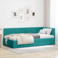 vidaXL Sarokágy keret fejtámlával Türkiz 100 x 200 cm Bársony ágy és ágykellék