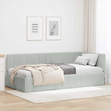 vidaXL Sarokágy keret fejtámlával Világosszürke 100 x 200 cm Bársony ágy és ágykellék
