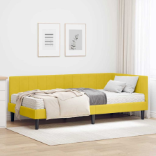 vidaXL Sarokágy keret matracmal fejtámlával Sárga 100 x 200 cm Bársony ágy és ágykellék