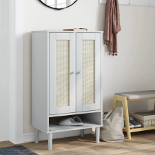 vidaXL Senja fehér rattanhatású tömör fa cipőszekrény 59,5x35x107 cm bútor