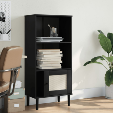 vidaXL SENJA fekete rattanhatású tömör fenyő könyvszekrény 60x35x130cm bútor