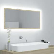 vidaXL sonoma színű LED-es forgácslap fürdőszobai tükör 100x8,5x37 cm fürdőszoba kiegészítő