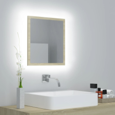vidaXL sonoma színű LED-es forgácslap fürdőszobai tükör 40x8,5x37 cm fürdőszoba bútor
