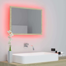 vidaXL sonoma-tölgy akril LED-es fürdőszobai tükör 60x8,5x37 cm fürdőszoba bútor