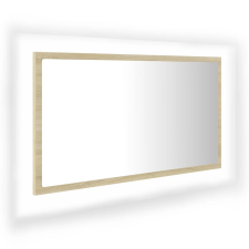 vidaXL sonoma-tölgy akril LED-es fürdőszobai tükör 80x8,5x37 cm (804927) fürdőszoba bútor