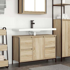 vidaXL Sonoma tölgy mosdószekrény fiókokkal 90x34,5x60 cm fürdőszoba bútor