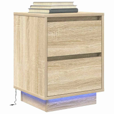 vidaXL sonoma tölgy színű éjjeliszekrény LED-ekkel 38x34x50 cm bútor