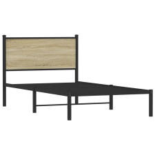vidaXL sonoma tölgy színű fém ágykeret fejtámlával 107 x 203 cm (4007712) ágy és ágykellék