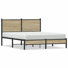 vidaXL sonoma tölgy színű fém ágykeret fejtámlával 137 x 190 cm ágy és ágykellék