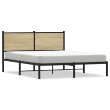 vidaXL sonoma tölgy színű fém ágykeret fejtámlával 140 x 200 cm ágy és ágykellék