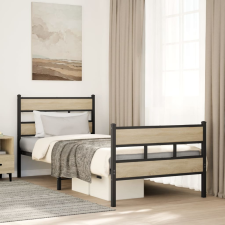 vidaXL sonoma tölgy színű fém ágykeret matrac nélkül 100 x 200 cm ágy és ágykellék