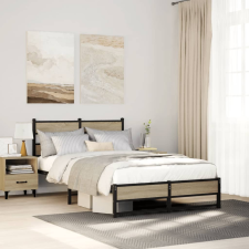 vidaXL sonoma tölgy színű fém ágykeret matrac nélkül 120 x 200 cm ágy és ágykellék