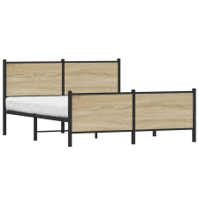 vidaXL sonoma tölgy színű fém ágykeret matrac nélkül 140 x 200 cm ágy és ágykellék