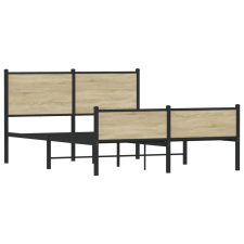 vidaXL sonoma tölgy színű fém ágykeret matrac nélkül 150 x 200 cm (3301399) ágy és ágykellék