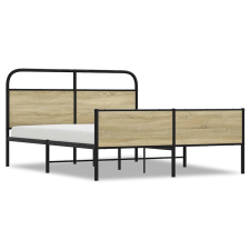 vidaXL sonoma tölgy színű fém ágykeret matrac nélkül 150 x 200 cm (3318693) ágy és ágykellék