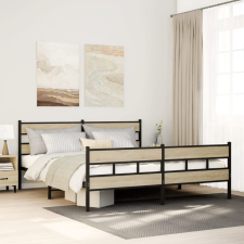 vidaXL sonoma tölgy színű fém ágykeret matrac nélkül 180 x 200 cm ágy és ágykellék