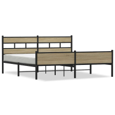 vidaXL sonoma tölgy színű fém ágykeret matrac nélkül 180 x 200 cm (3308504) ágy és ágykellék