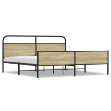 vidaXL sonoma tölgy színű fém ágykeret matrac nélkül 183 x 213 cm (3318696) ágy és ágykellék