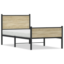 vidaXL sonoma tölgy színű fém ágykeret matrac nélkül 75 x 190 cm ágy és ágykellék