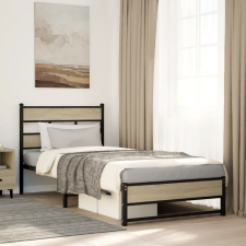 vidaXL sonoma tölgy színű fém ágykeret matrac nélkül 75 x 190 cm ágy és ágykellék