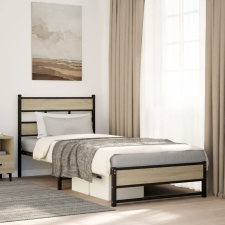vidaXL sonoma tölgy színű fém ágykeret matrac nélkül 80 x 200 cm ágy és ágykellék