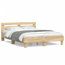 vidaXL sonoma tölgy színű szerelt fa ágykeret fejtámlával 140x190 cm ágy és ágykellék