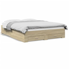 vidaXL sonoma tölgy színű szerelt fa ágykeret fiókokkal 150 x 200 cm ágy és ágykellék