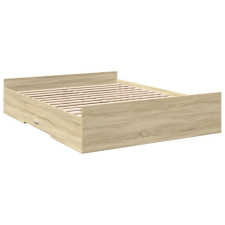 vidaXL sonoma tölgy színű szerelt fa ágykeret fiókokkal 150 x 200 cm (3280288) ágy és ágykellék