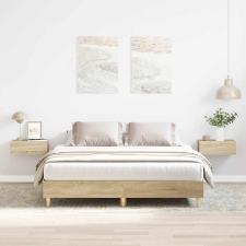 vidaXL sonoma tölgy színű szerelt fa ágykeret matrac nélkül 140x200 cm ágy és ágykellék