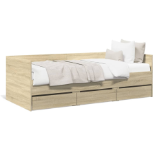 vidaXL sonoma tölgy színű szerelt fa kanapéágy fiókokkal 75 x 190 cm ágy és ágykellék